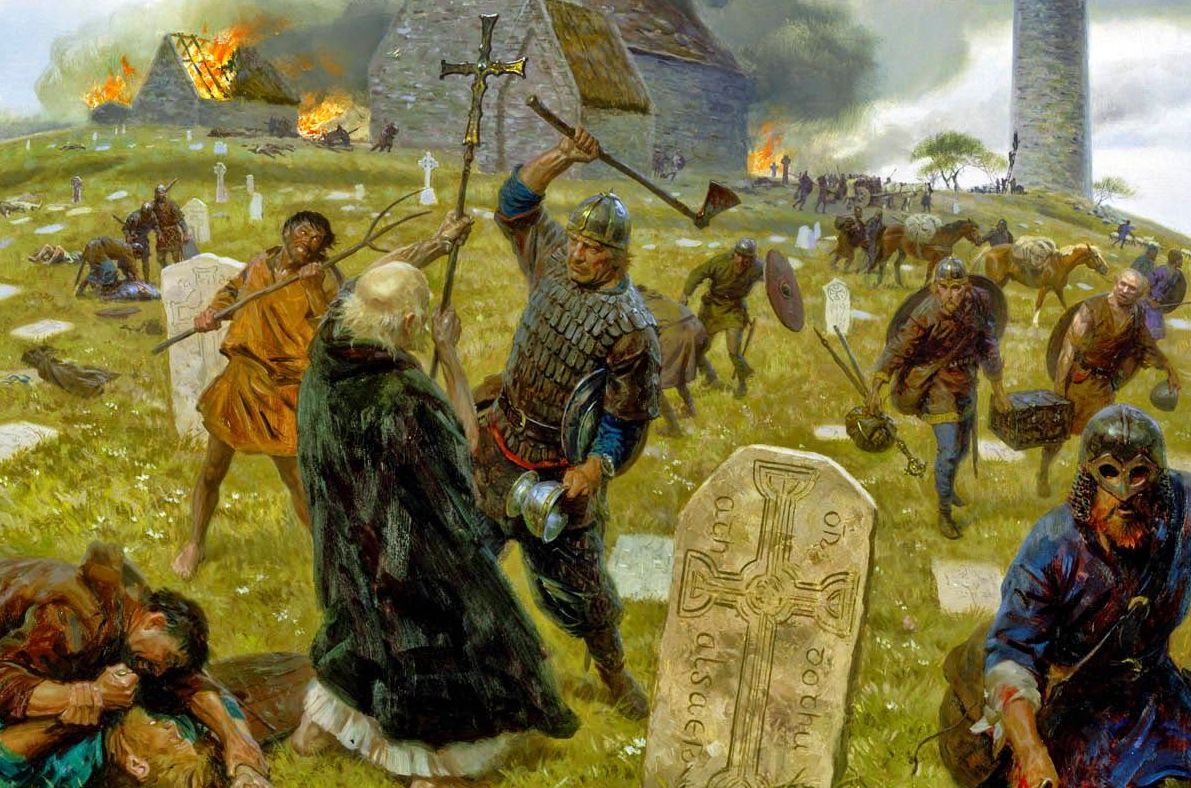 Европа нападение. Нападение викингов на монастырь Линдисфарн. Монастырь Линдисфарн Викинги. Набег викингов на Линдисфарн. Линдисфарн 793 нападение викингов.
