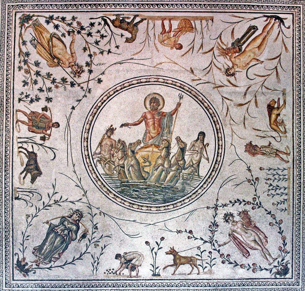 Удивительная римская мозаика "Нептун на колеснице"