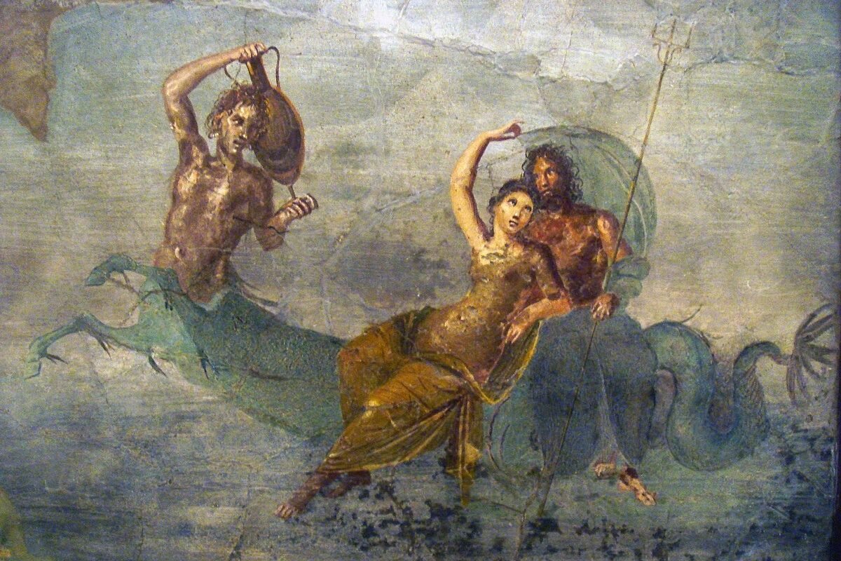 Удивительная римская мозаика "Нептун на колеснице"