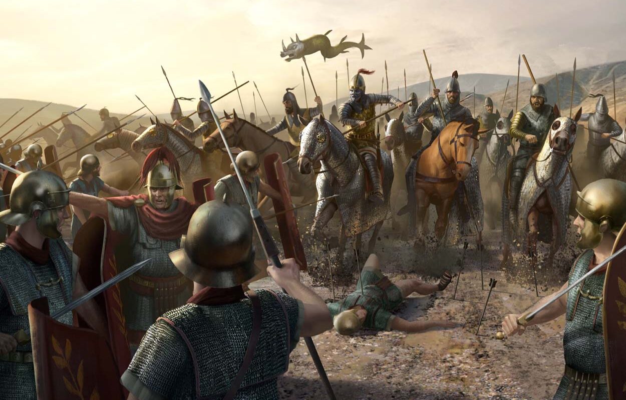 Римские легионеры бегут с поля боя