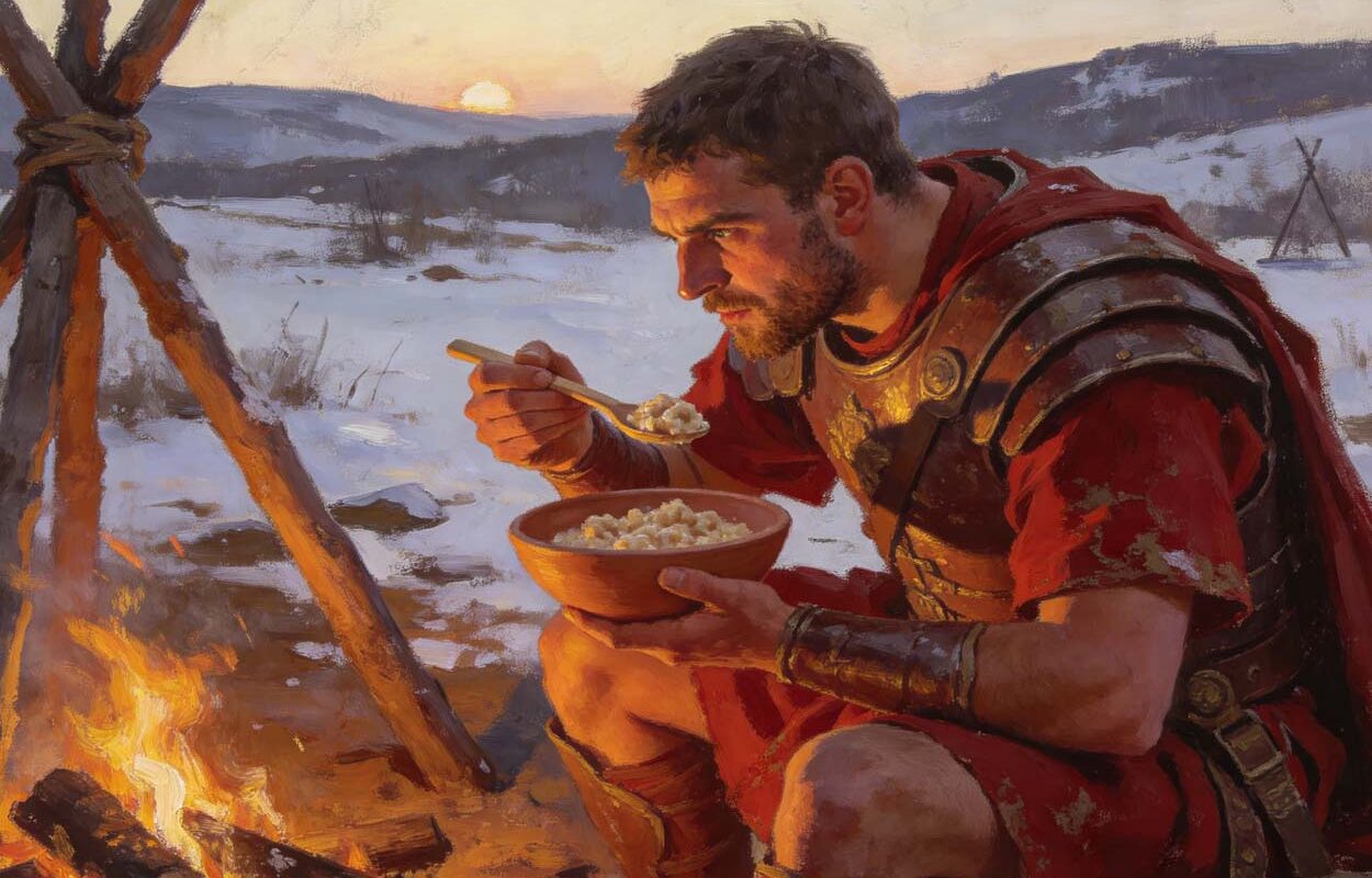 Легионер ест кашу